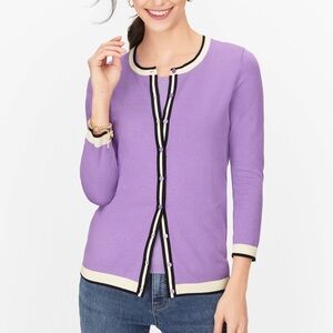Talbot’s Purple Women's Charming Cardigan with Black and White Trim size small